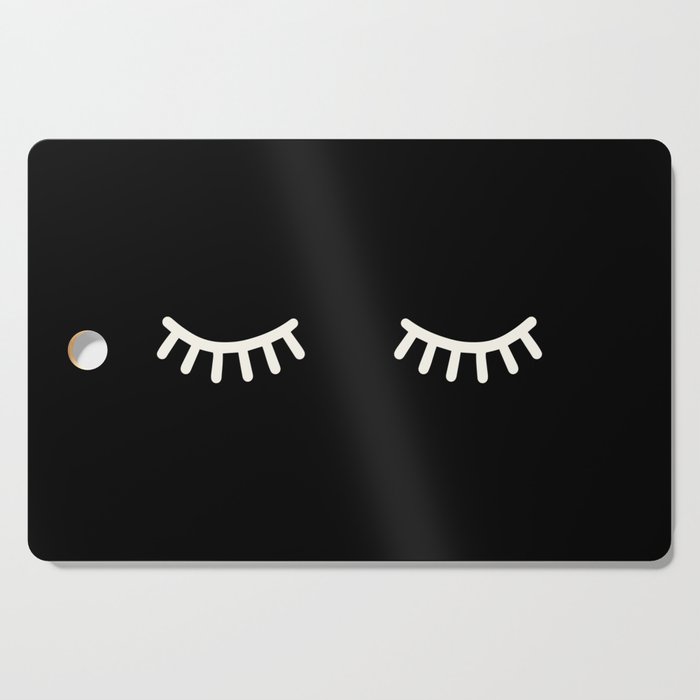 Eyelashes | Black & White Sleeping Eyes Cutting Board