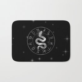 Zodiac symbols astrology signs with mystic serpentine in silver Bath Mat
