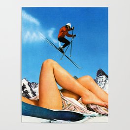 Skiing Time! Poster | Nature, Digital, Paper, Aesthetic, Collage, Legs, Graphicdesign, Landscape, Model, Popart 