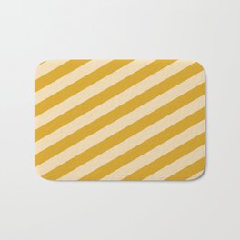 [ Thumbnail: Goldenrod & Tan Colored Lined/Striped Pattern Bath Mat ]