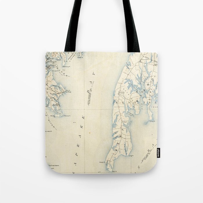 Vintage Annapolis MD & Chesapeake Bay Map (1902) Tote Bag