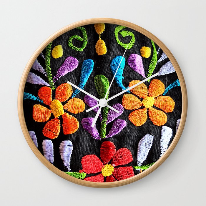 Mexican Flowers Wall Clock