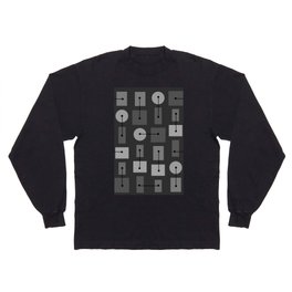 Atomic Age Simple Shapes Black Gray Long Sleeve T-shirt