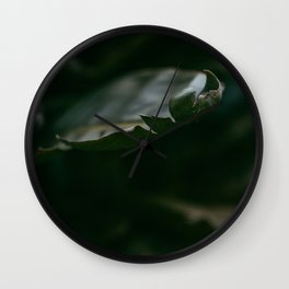 Green leaf | Fine art photo print dark green leaf Wall Clock