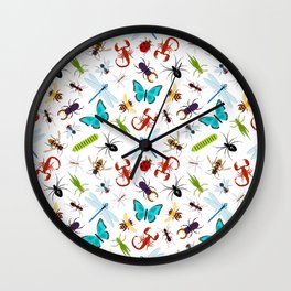 Insects Seamless Pattern Wall Clock