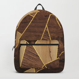 Three Wood Types Blocks Gold Stripes Backpack