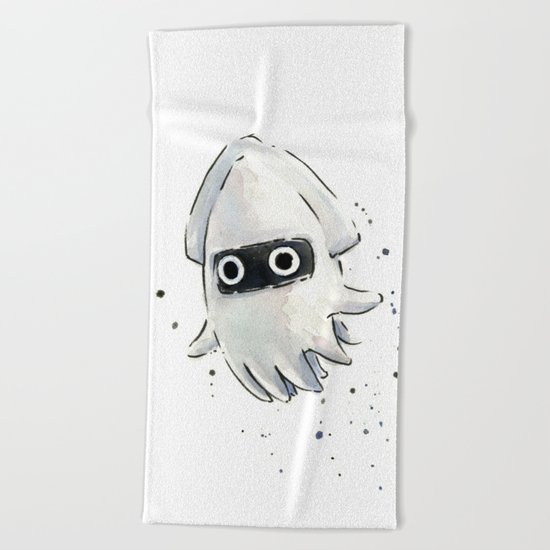 Blooper Squid Mario Watercolor Geek Art Beach Towel