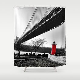 The Little Red Lighthouse - George Washington Bridge NYC Shower Curtain