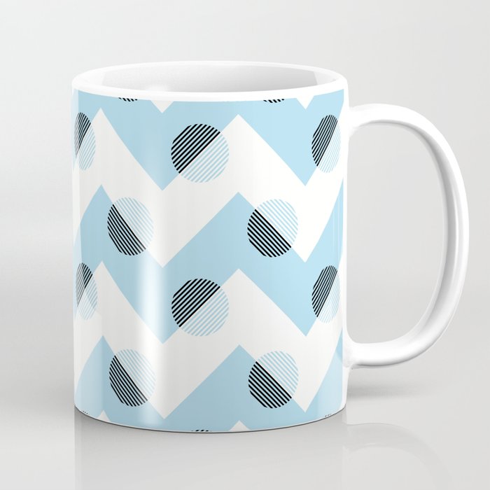 Horizons Geometric Mountain Waves Design 11 - Turquoise Blue Coffee Mug