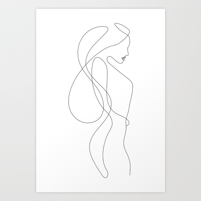 Lady with Long Hair Art Print