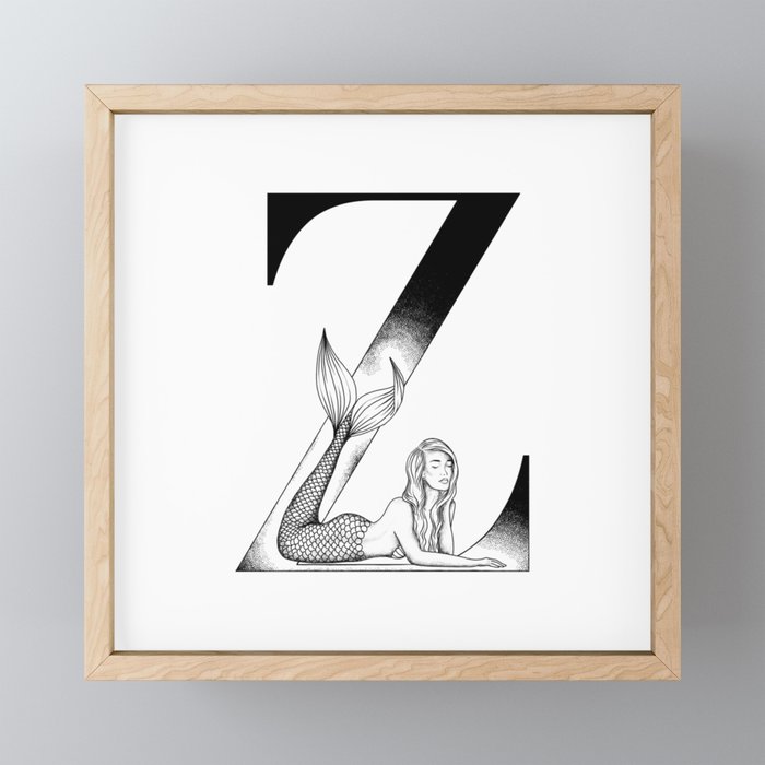 Mermaid Alphabet Series - Z Framed Mini Art Print