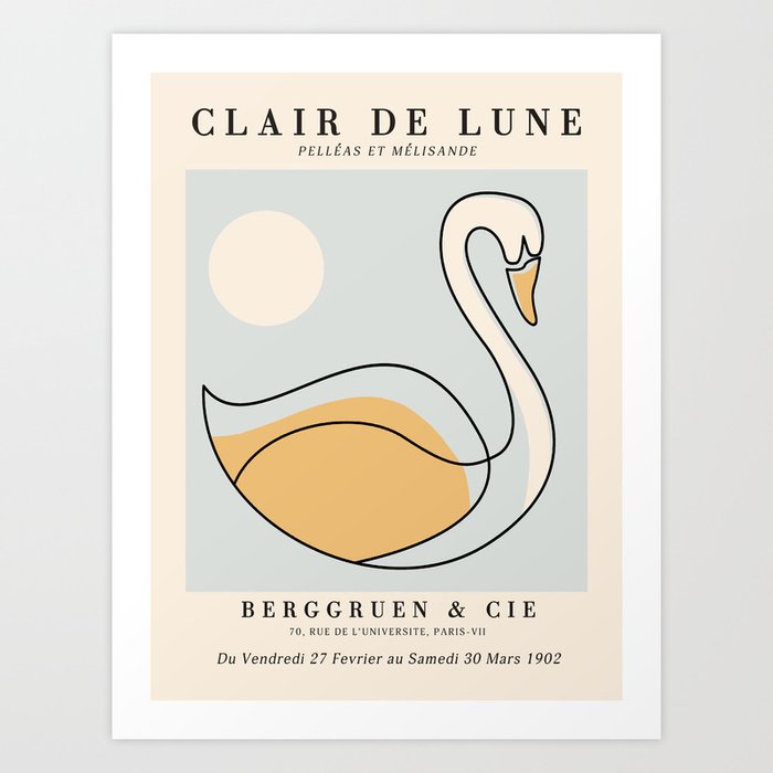 Exhibition poster-Clair de Lune-1902. Art Print
