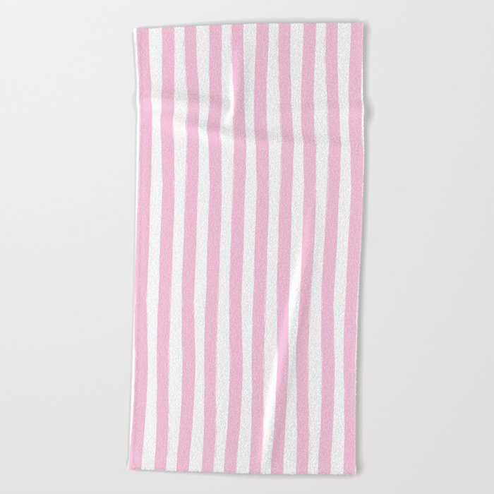 Pink and White Cabana Stripes Palm Beach Preppy Beach Towel
