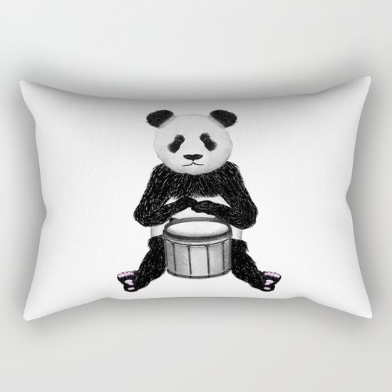 Panda Drummer Rectangular Pillow