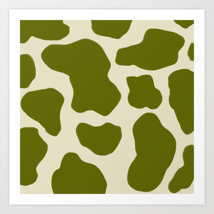 Green on Sage Cow Spots  Art Print