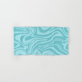 Abstract Modern Melting Ocean, Liquid Sea Waves Swirl, Marbled Pattern in Light Pastel Aqua Blue Hand & Bath Towel