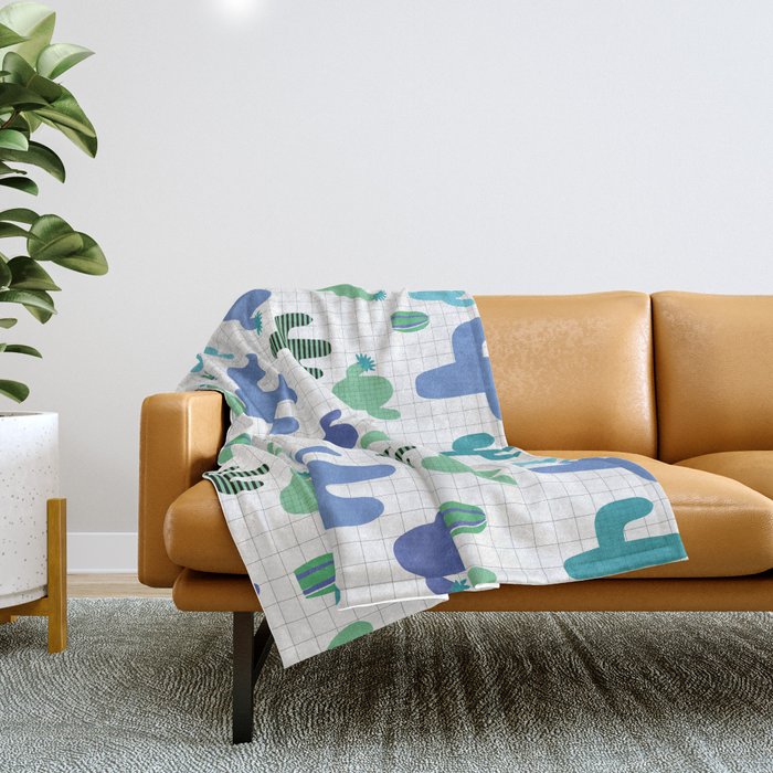 Cactus blue and green #homedecor Throw Blanket