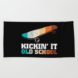 Kickin' It Old School Retro Skateboard Beach Towel