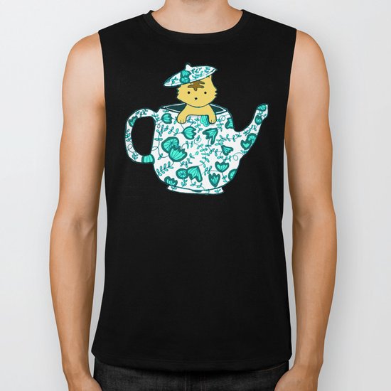 Dinnerware sets - Kitten in a teapot Biker Tank