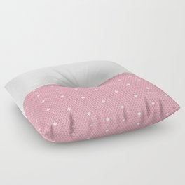White Polka Dots Lace Horizontal Split on Blush Pink Floor Pillow