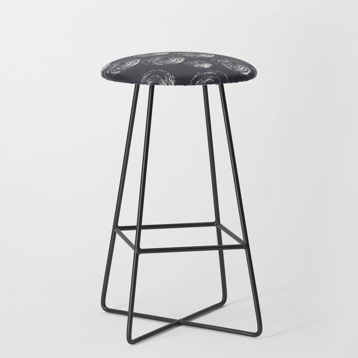 Blue Greyish White Circular Strokes on Grey Bar Stool by Design by B