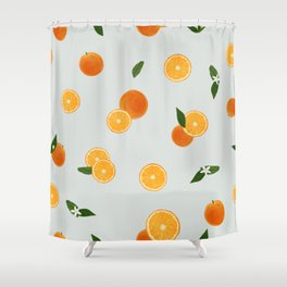 Orange, Leaves, Flowers and Slice Pattern Shower Curtain