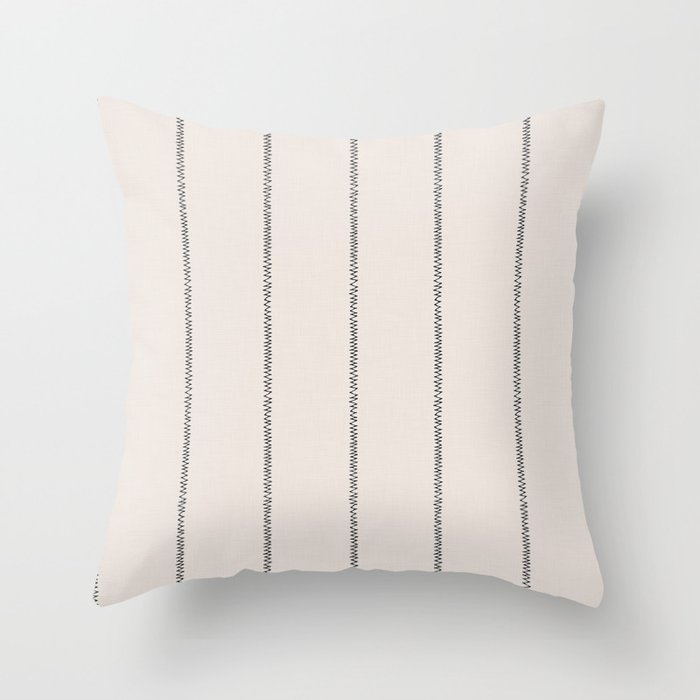 French Cream Linen Stripe Throw Pillow