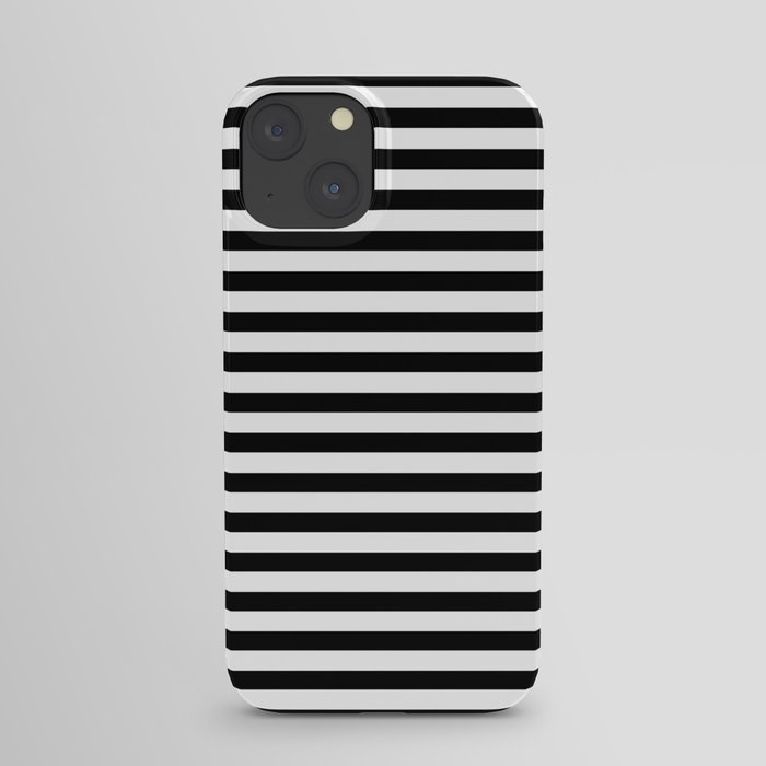 Narrow Horizontal Stripe: Black and White iPhone Case