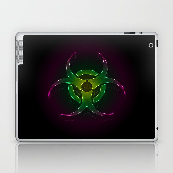 An illustration of a fluorescent biohazard symbol.  Laptop & iPad Skin