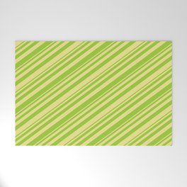 [ Thumbnail: Green & Tan Colored Striped/Lined Pattern Welcome Mat ]