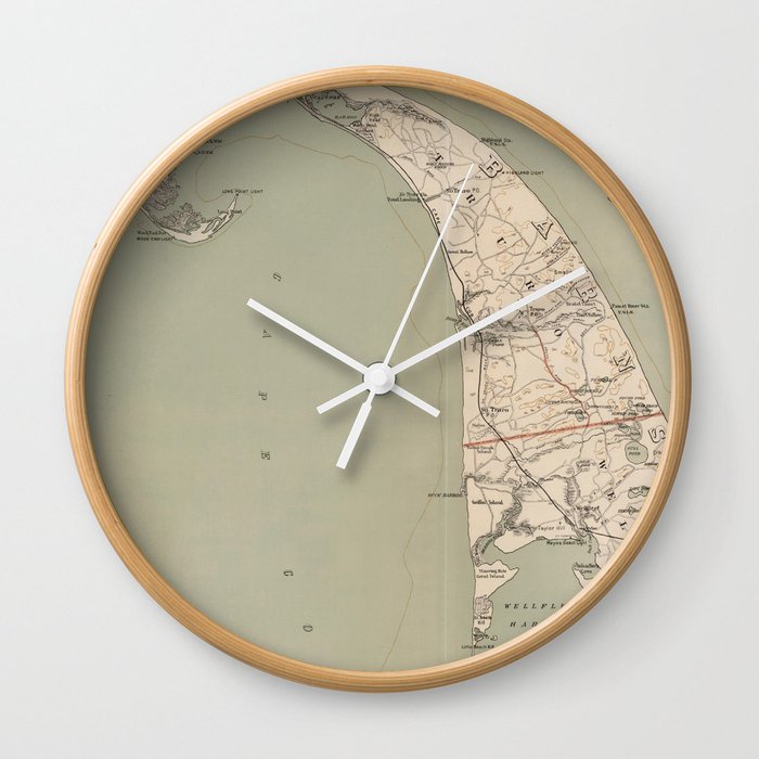 Vintage Map Of Lower Cape Cod 1891 Wall Clock By Bravuramedia