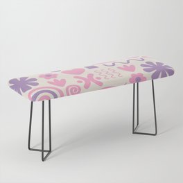 Cute Natural Miscellany Pattern Purple Pink Cream  Bench