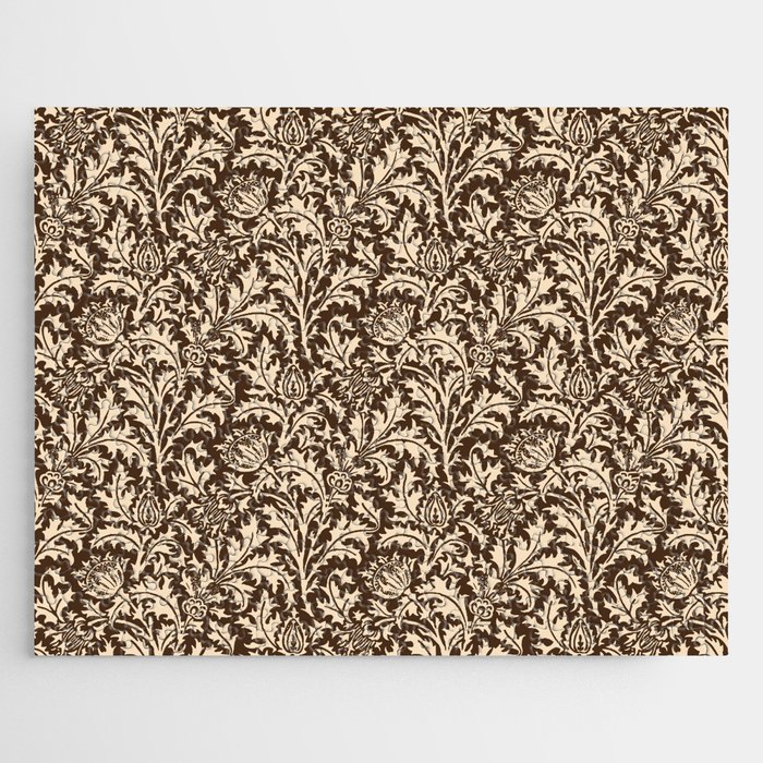 William Morris Thistle Damask, Taupe Tan and Beige Jigsaw Puzzle