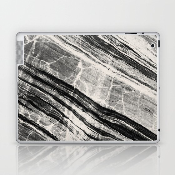 Abstract Marble - Black & Cream Laptop & iPad Skin