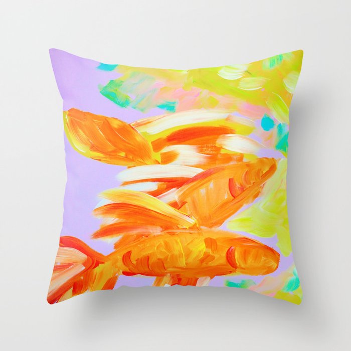 Goldfish trio Throw Pillow