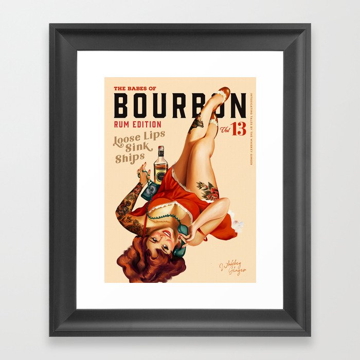"The Babes Of Bourbon V. 13 - Rum Edition" Vintage Pin Up Girl Art Framed Art Print