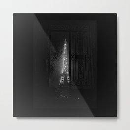 Midnight, Eiffel Tower, Paris City of Lights Anniversary black and white photograph Metal Print