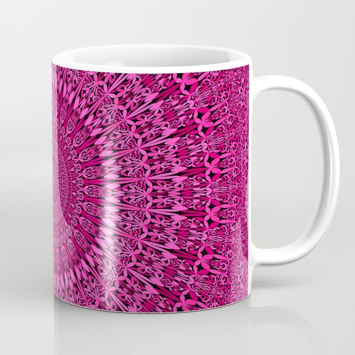 Hot Pink Floral Pattern Mandala Coffee Mug