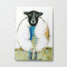 Sheep in Field Metal Print