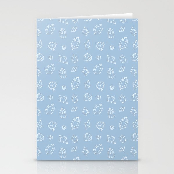 Pale Blue and White Gems Pattern Stationery Cards