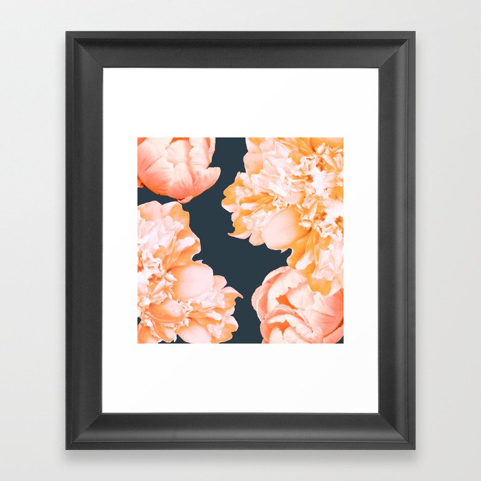 Peach Colored Flowers Dark Background Decor Society6 Art Peach Colored Flowers Dark Background Decor Society6 Art Framed Print