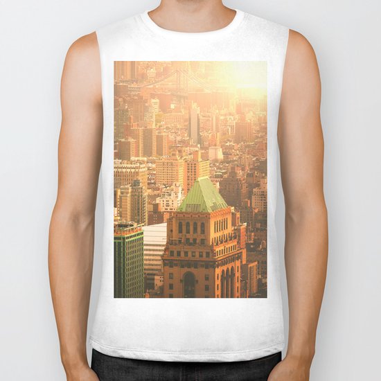 New York City Skyline Rooftops Biker Tank