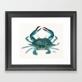 "Blue Crab" by Amber Marine ~ Watercolor Painting, Illustration, (Copyright 2013) Framed Art Print