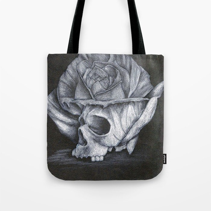 rosy skull Tote Bag