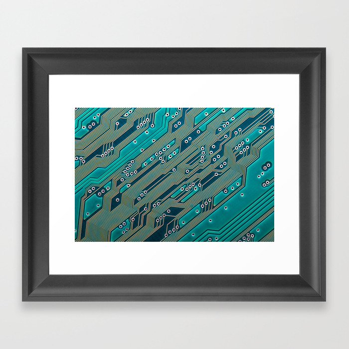 Electronic circuit board close up Framed Art Print
