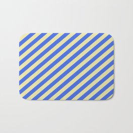 [ Thumbnail: Royal Blue & Pale Goldenrod Colored Lines Pattern Bath Mat ]