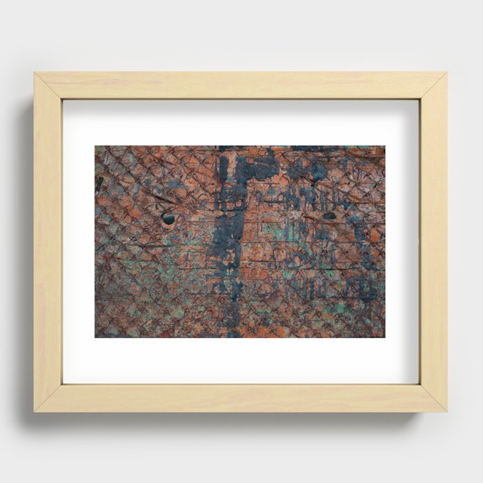 Abstract multicolor grunge background with abstract colored texture. Various color pattern elements. Old vintage scratches, stain, paint splats, brush strokes, dots, spots. Weathered wall background Recessed Framed Print