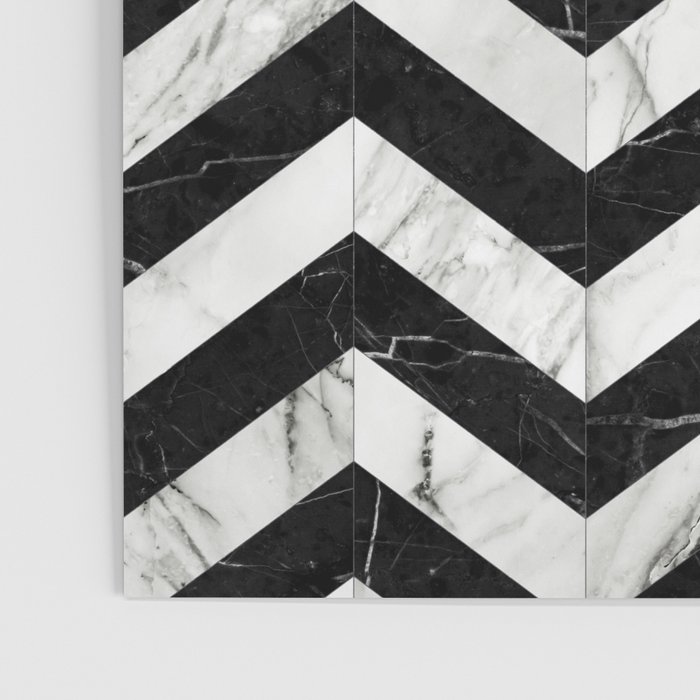 Marble Chevron Pattern 2 - Black and White Coaster by Zoltan Ratko