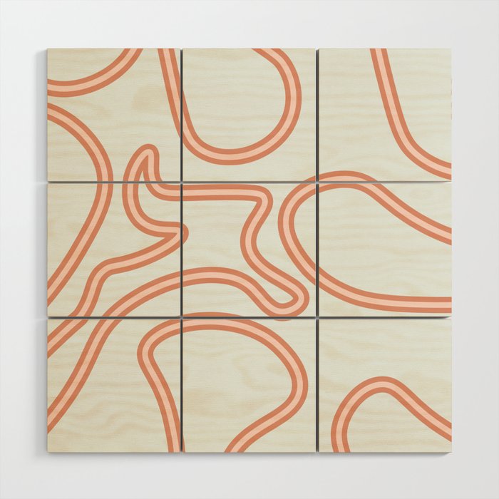Abstract Mid century modern lines pattern - Isabelline Wood Wall Art