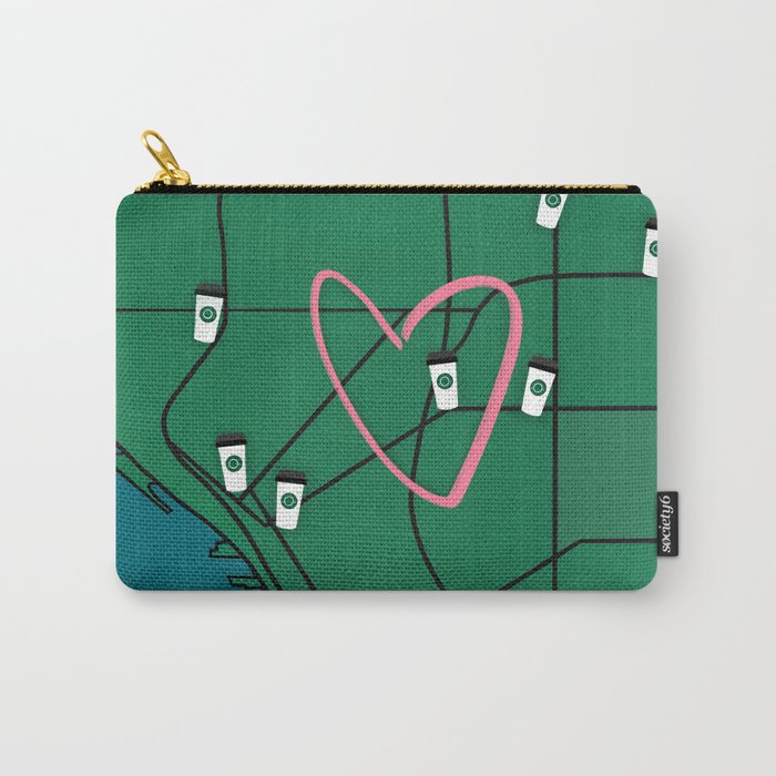 Seattle Starbucks Coffee Shop Map Carry All Pouch